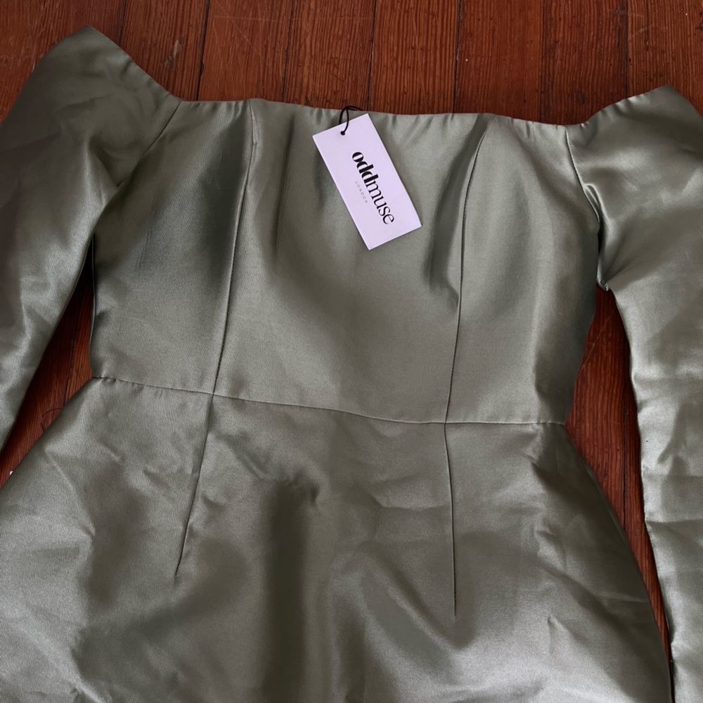 NWT odd muse Ultimate Muse Tulip Skirt Mini Dress in Green Sage Cactus Lilypad - Picture 7 of 10